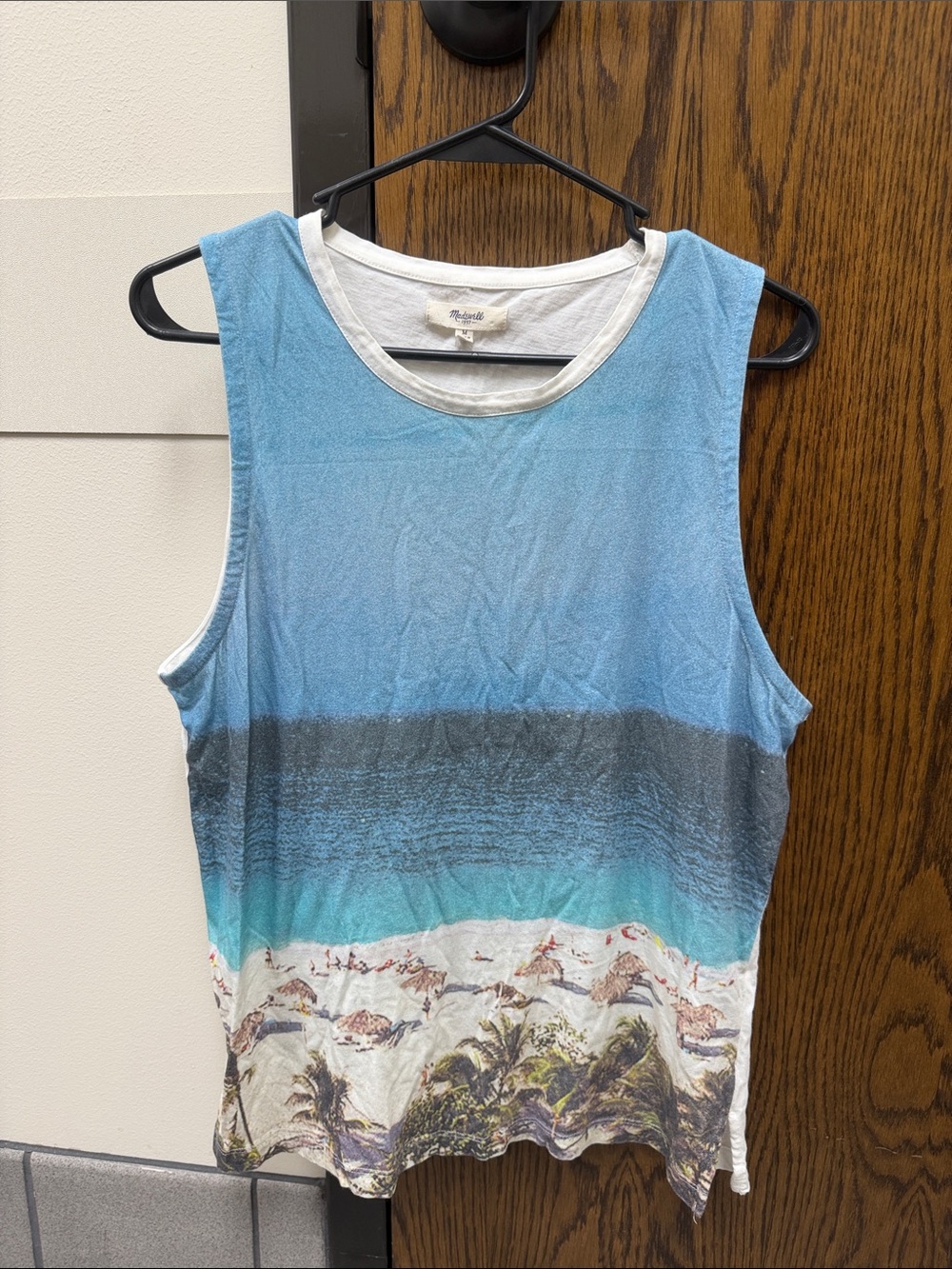 Madewell Blue Teal White Ombre Palm Shore Tank